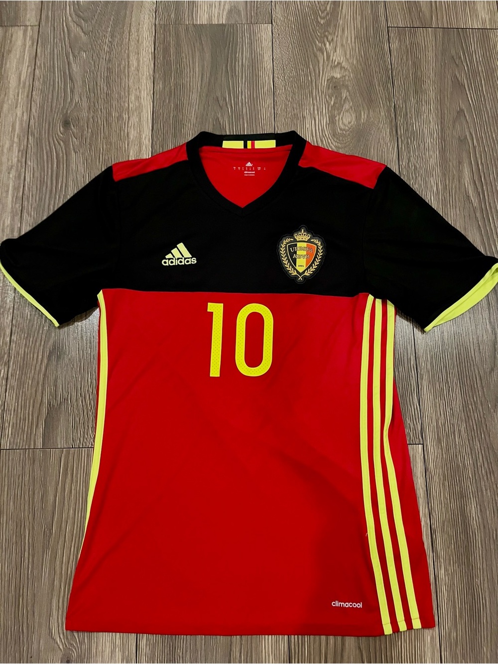 adidas Men's Belgium National Team Red, Black & Yellow Football Jersey - #10